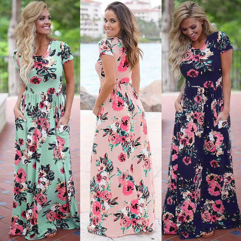 Chic Bohemian Maxi Print Dress