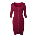 Elegance Zip-Front Pencil Dress