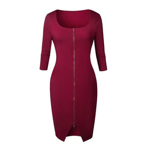 Elegance Zip-Front Pencil Dress