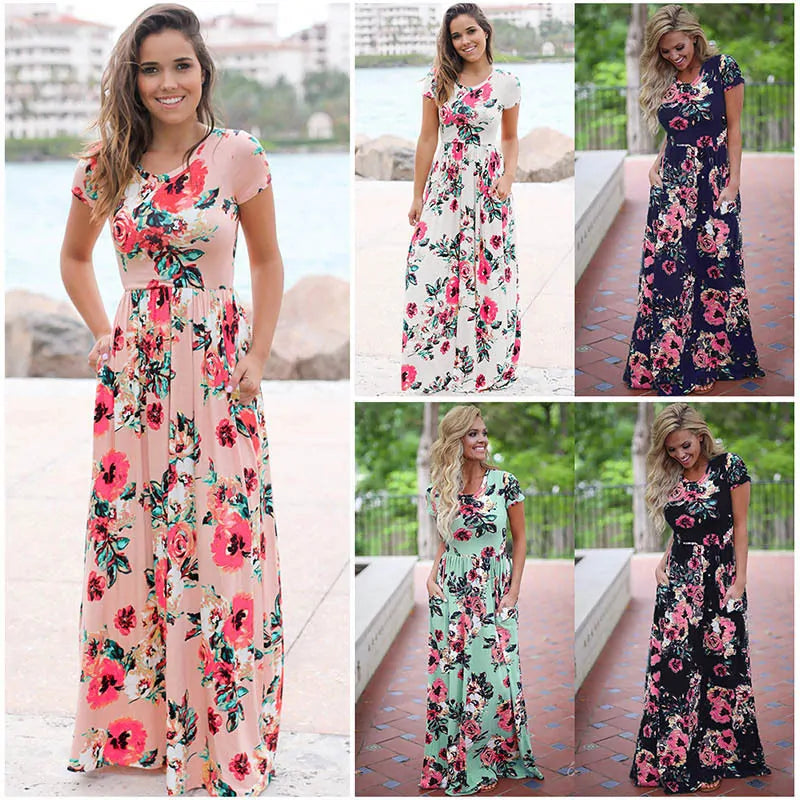 Chic Bohemian Maxi Print Dress