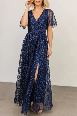 Maxi Wrap Dress with Sleeves