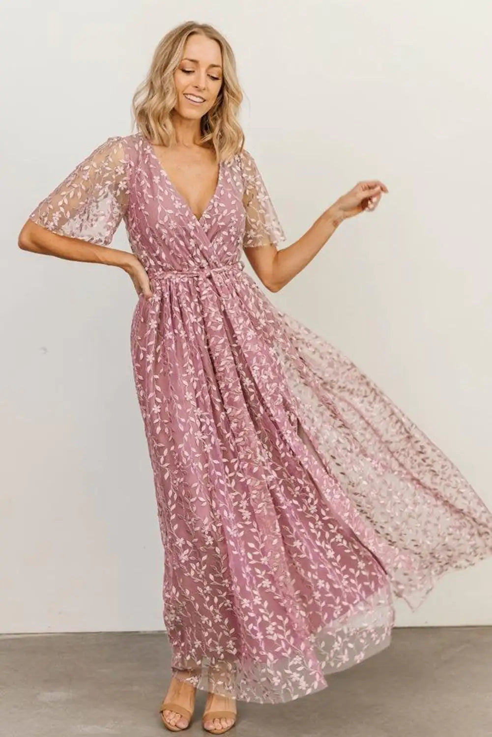 Maxi Wrap Dress with Sleeves